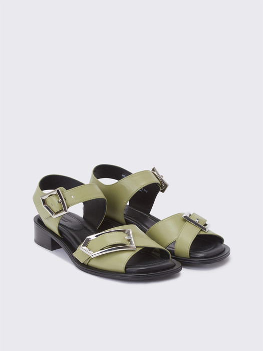 Magie Polygon Buckle Sandal (green)_DG2AM23013GRN