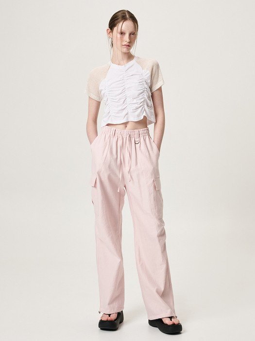 Eyelet Pocket 2-Way Cargo Pants, Pink