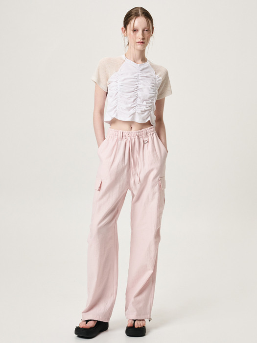 Eyelet Pocket 2-Way Cargo Pants, Pink