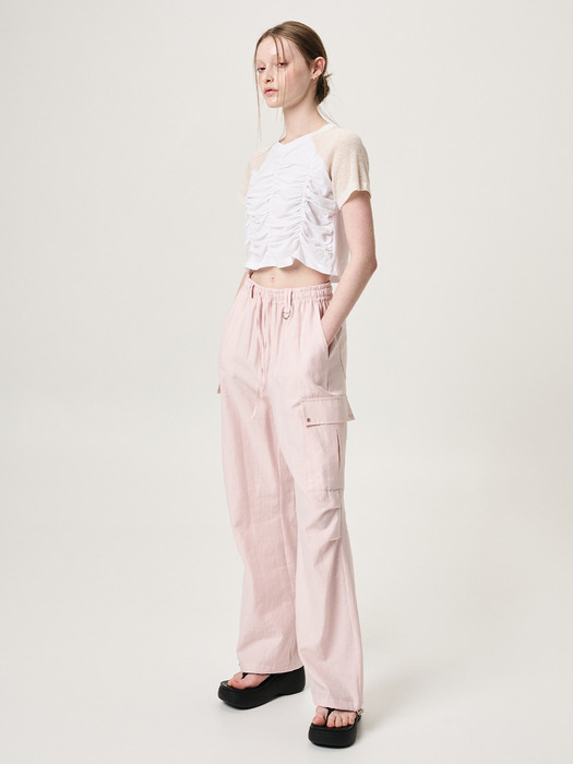 Eyelet Pocket 2-Way Cargo Pants, Pink