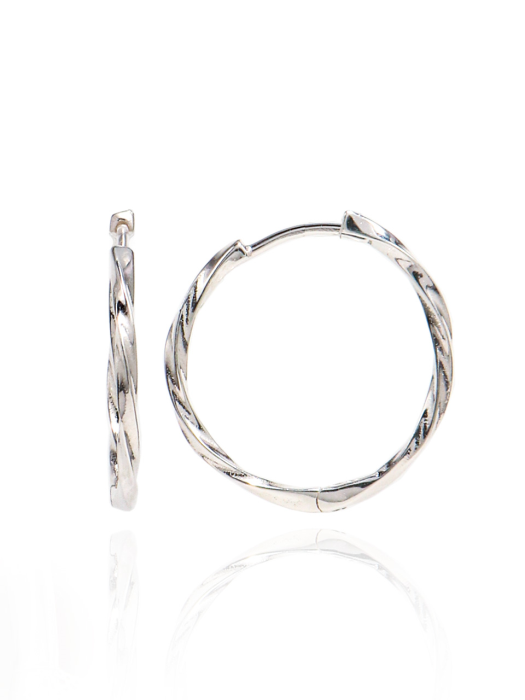 Twisted Hoop Silver Earring Ie323 [Silver]