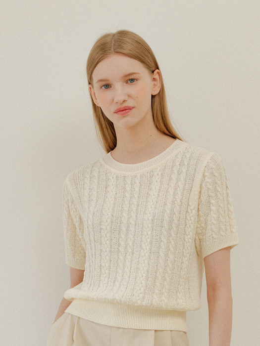 CABLE TAPE KNIT_CREAM