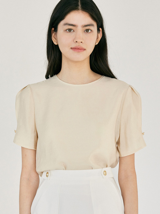 H Dahlia Half Jewel Blouse_Light Beige