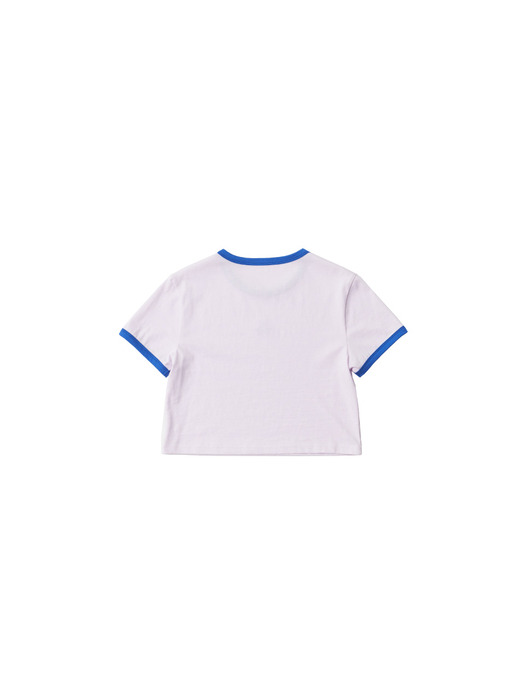 Contrast Cropped T Shirt - Light pink
