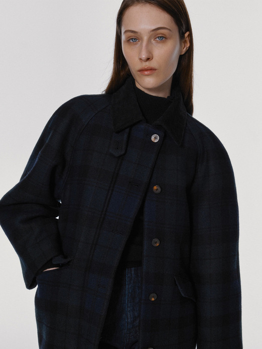 [단독] Cambridge half balmacaan coat (Green navy)