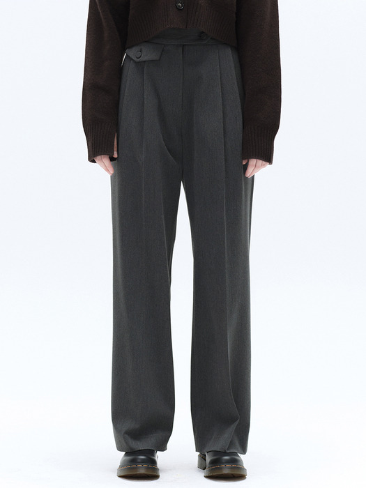 PINTUCK TAILORED WIDE PANTS_GREY