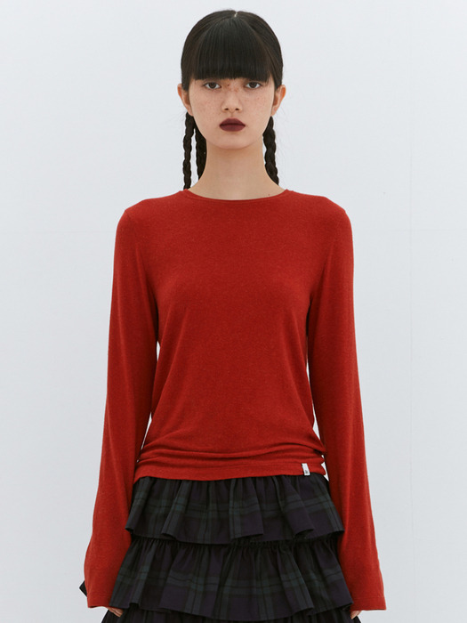 BASIC SLEEVE TOP (RED)