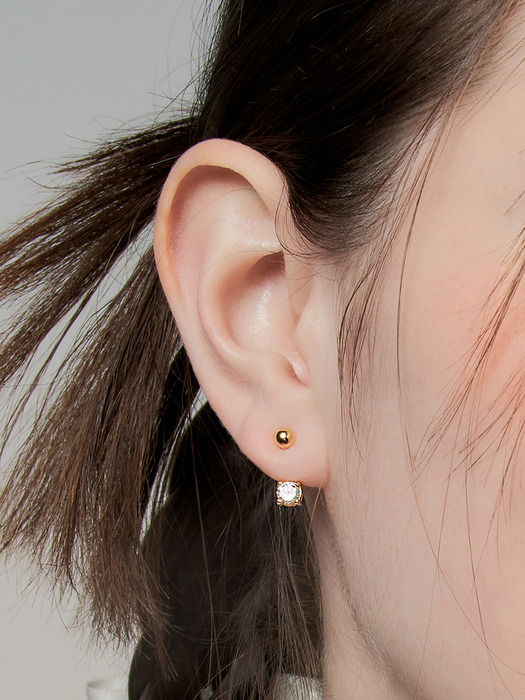 cubic & ball jacket earring