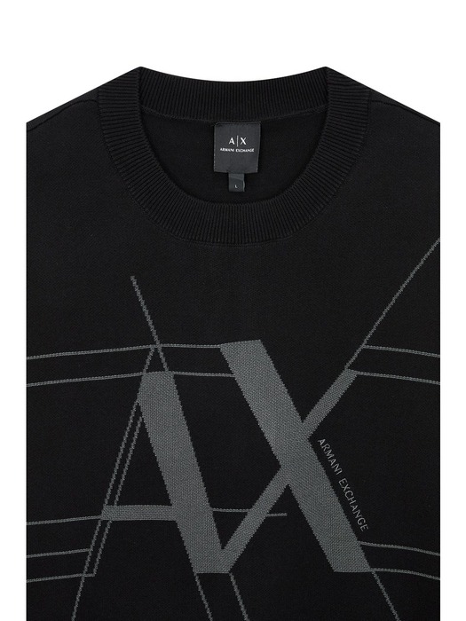 AX 남성 자카드 로고 와이드 니트_블랙(A413332013)