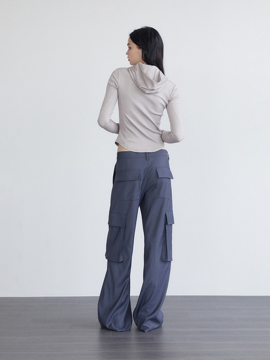 Low waist cargo slacks - gray