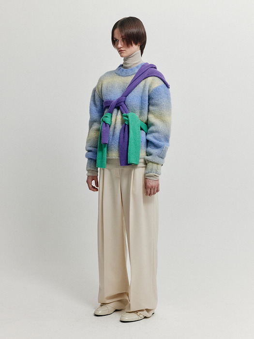 XARA Gradation Striped Knit Pullover - Yellow/Purple