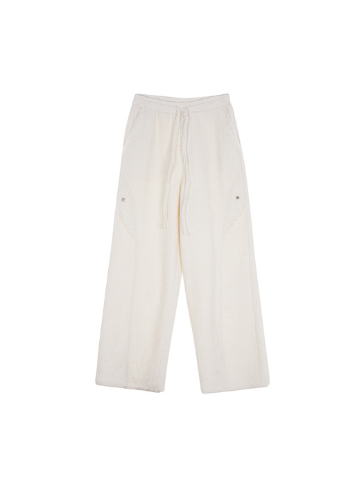 TWEED BANDED PANTS IN IVORY