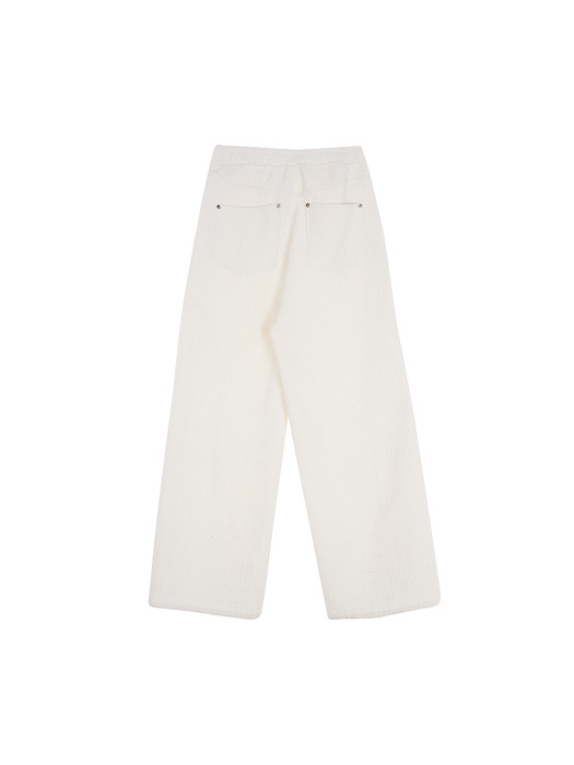 TWEED BANDED PANTS IN IVORY