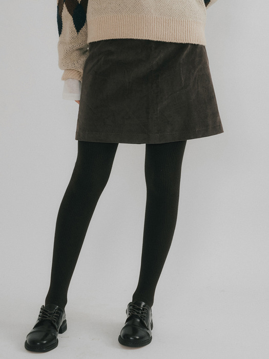 OSON COTTON VELVET MINI SKIRT ASH BROWN