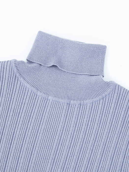 Polo Neck Ribbed Pullover_purple