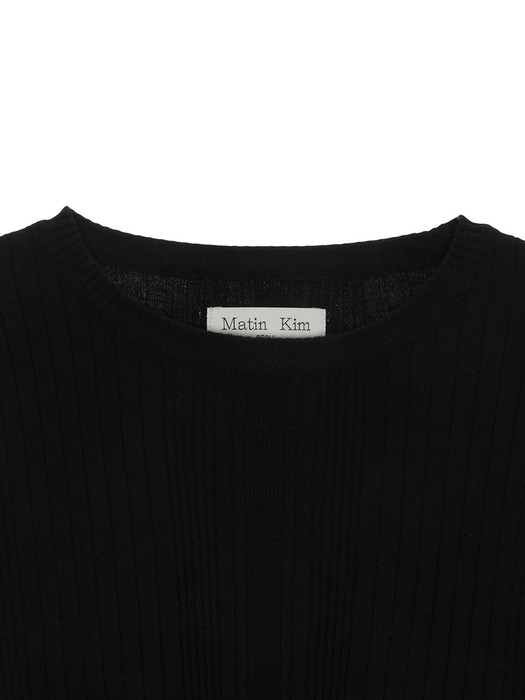 SLEEVE ZIPPER POINT KNIT PULLOVER IN BLACK