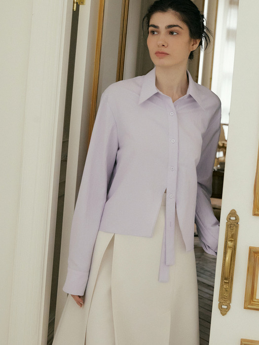 comos 1072 placket scarf cropped shirt (lavender)