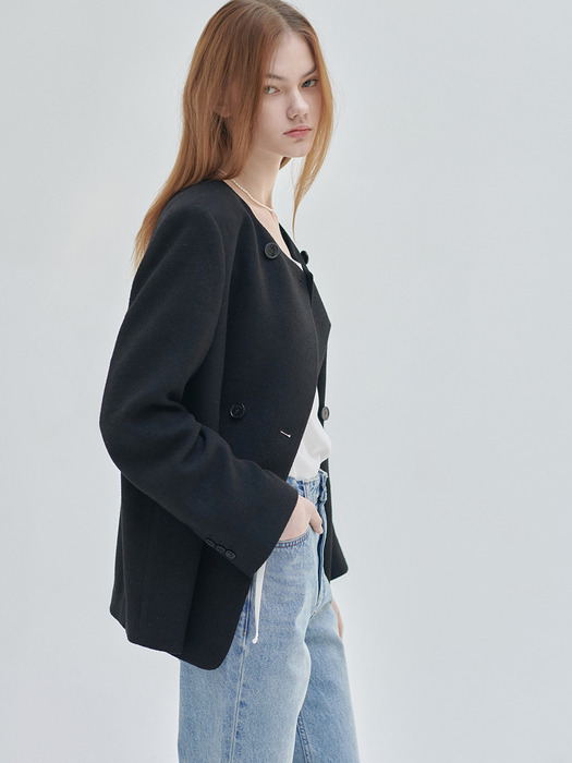 24SN collarless double jacket [BK]