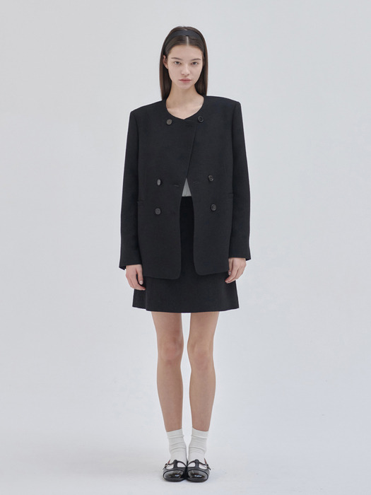 24SN collarless double jacket [BK]