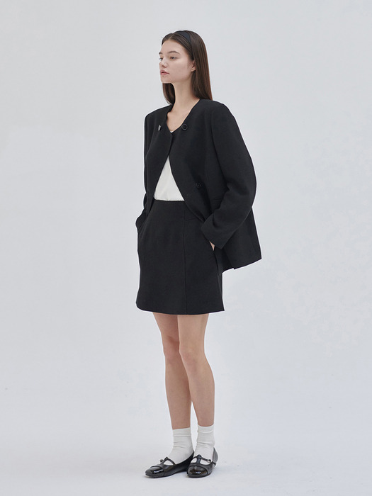 24SN collarless double jacket [BK]