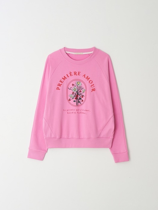 Flower Garden Rib Line Sweatshirts - Pink