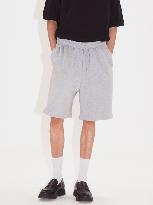 pintuck french terry half pants_grey