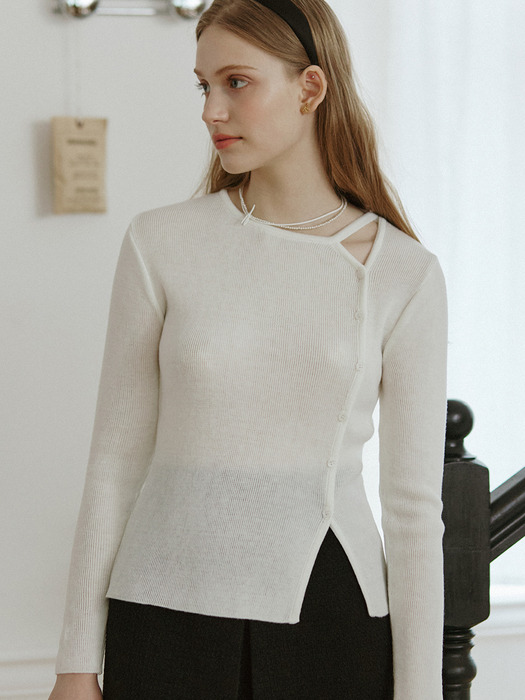 Cut Out Knit Top - Ivory