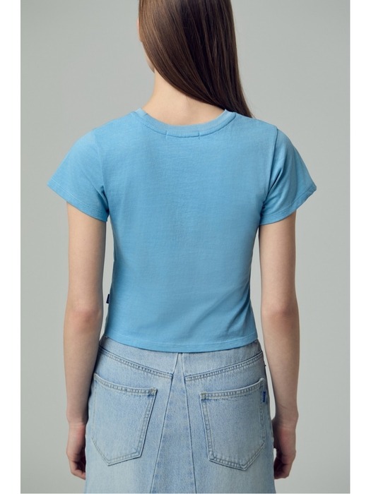 (PW2E3TTO0010BL) 뉴 블루 크롭 쁘띠 핏 티셔츠
