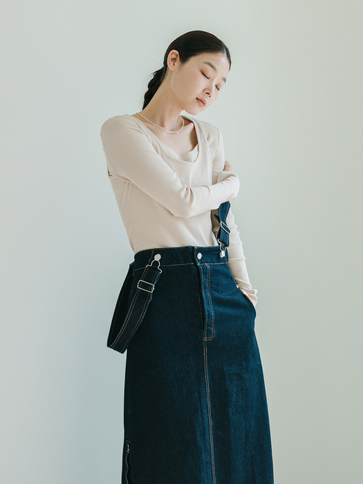 Suspender Long Black Skirt