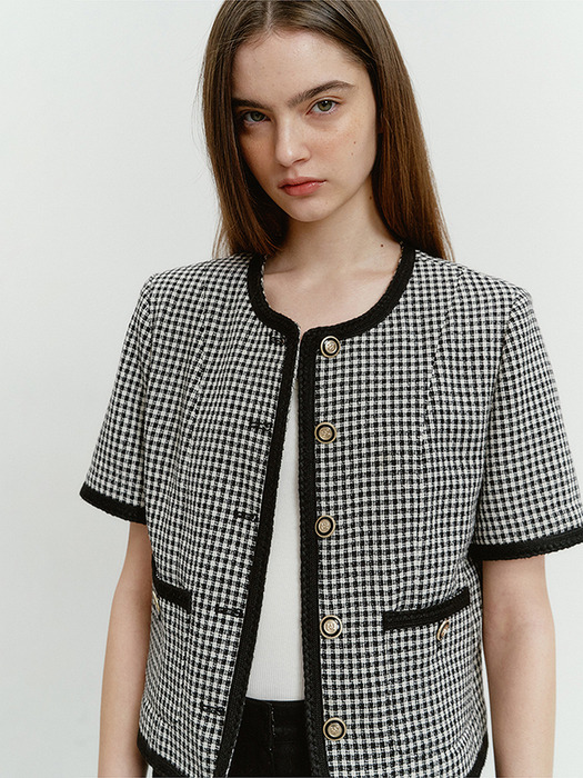 SUMMER TWEED JACKET WHITE / BLACK CHECK_UDJA4B233MU