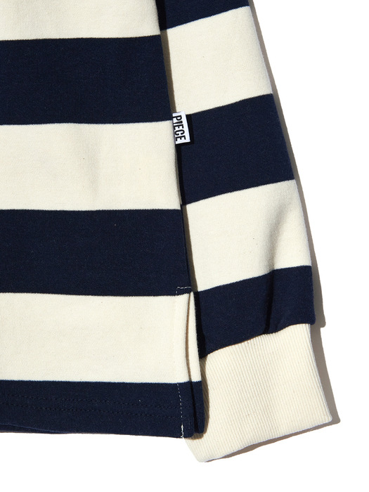 LACE UP STRIPE RUGBY TEE (NAVY)
