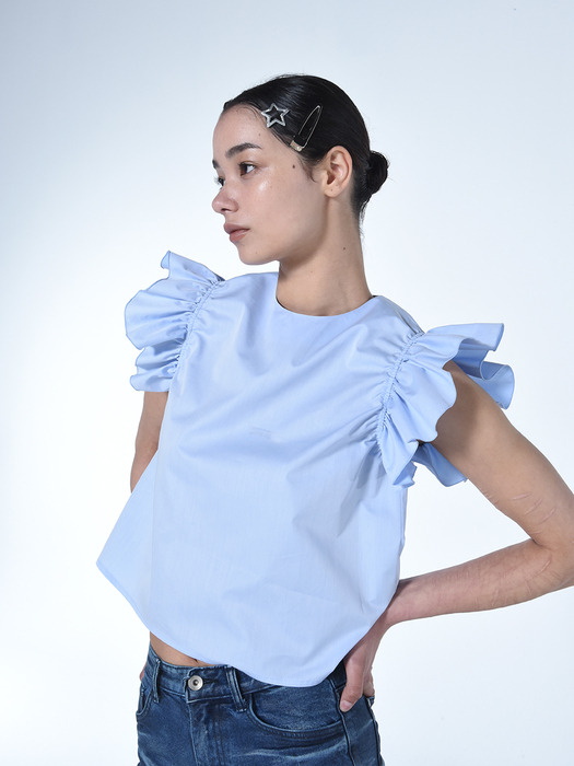 WING-SLEEVE BLOUSE - BLUE