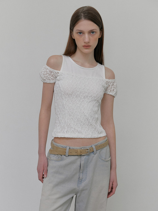 Lace Layered T-Shirt, White