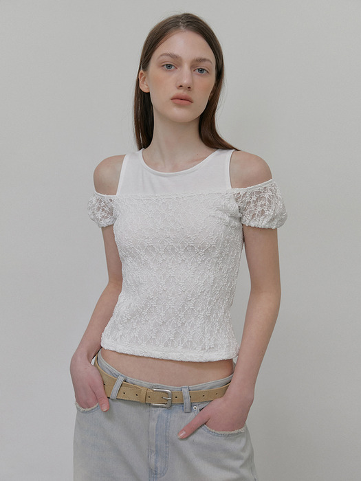 Lace Layered T-Shirt, White