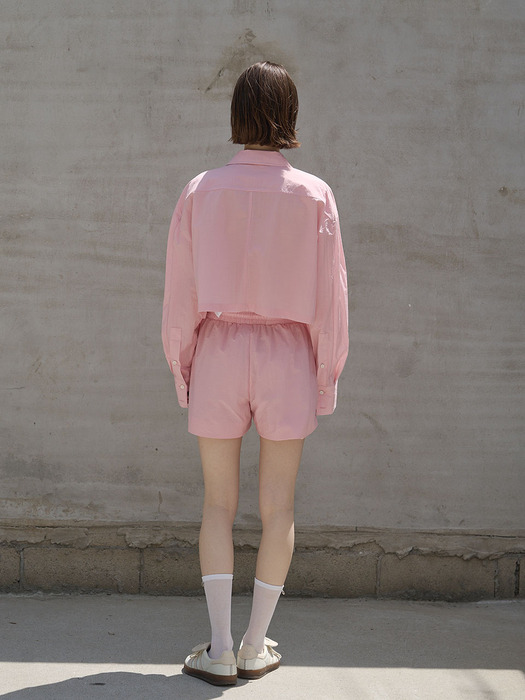 Wrinkle Anorak Shorts_pink