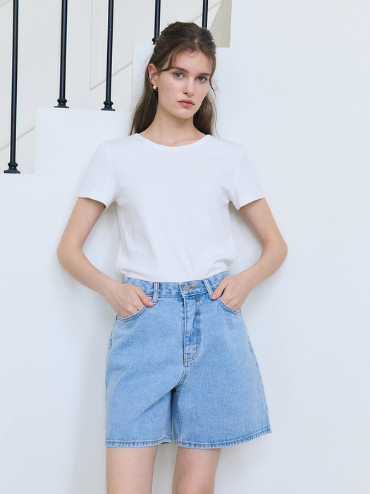 HALF DENIM PANTS / LIGHT BLUE