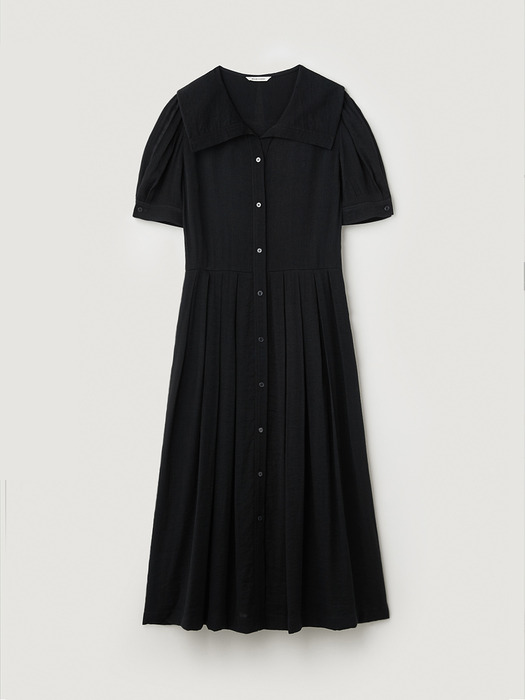 Crinkle sailor collar dress - Black