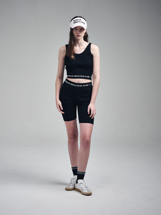 KNIT BIKER SHORTS LOGO JACQUARD BAND_BLACK IVORY