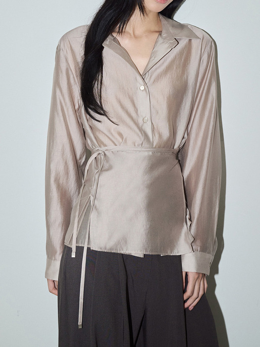 WRAP SILKY SHIRTS (BEIGE)