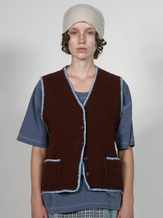 Via Granny knit vest (Burgundy)