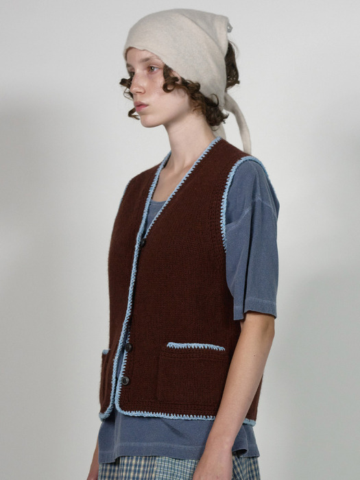 Via Granny knit vest (Burgundy)