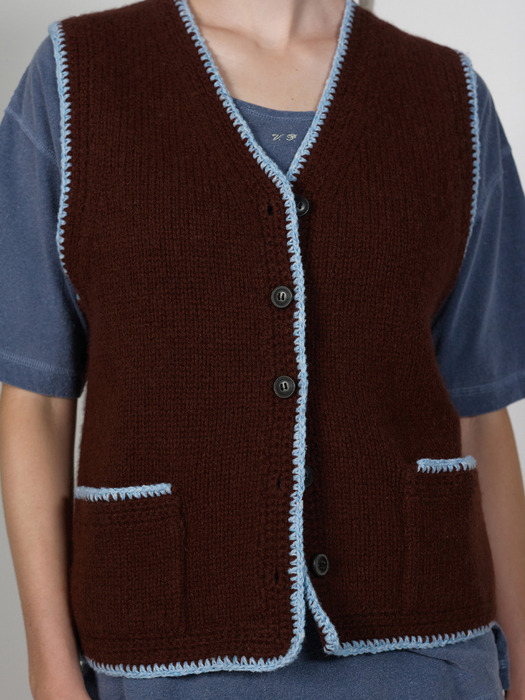 Via Granny knit vest (Burgundy)