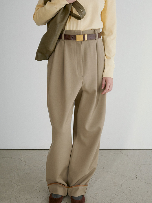 TUCKED DETAIL WIDE PANTS (2COLORS)