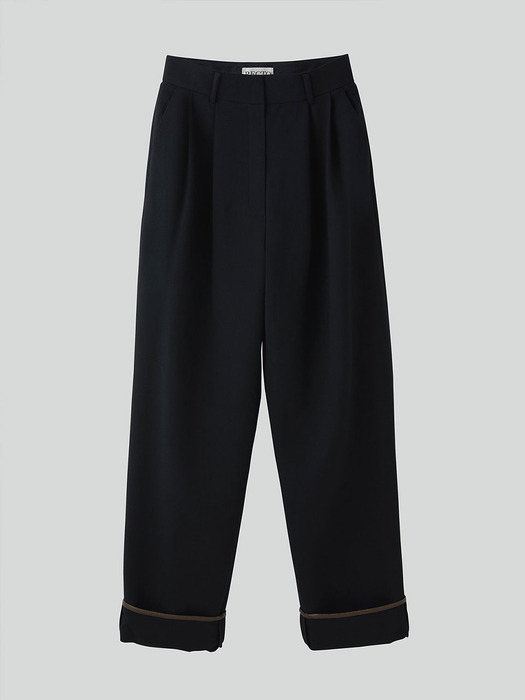 TUCKED DETAIL WIDE PANTS (2COLORS)