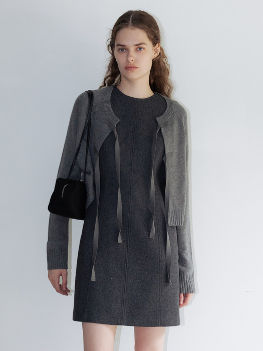 오덴세 세미 A라인 미니 원피스 (Charcoal/Black)