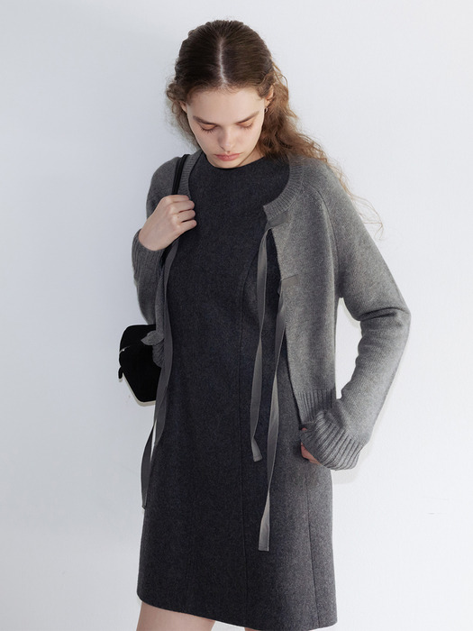 오덴세 세미 A라인 미니 원피스 (Charcoal/Black)