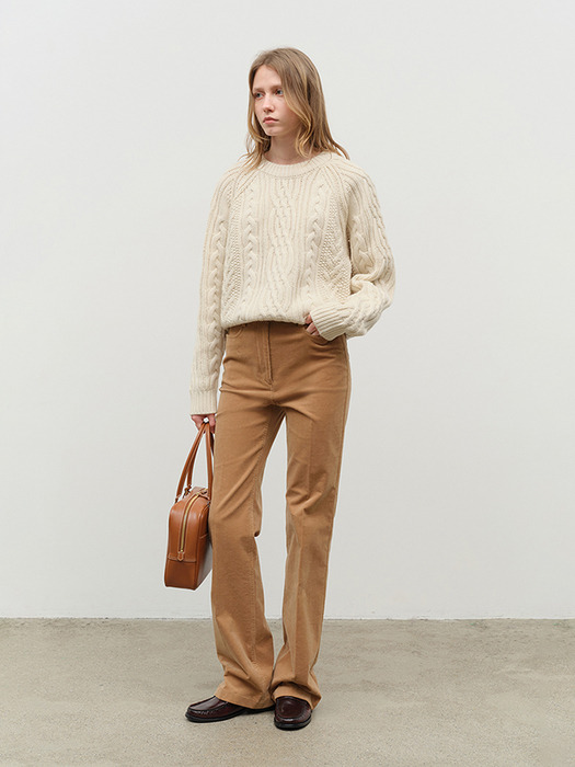 70S SEMI-FLARE CORDUROY SLACKS BEIGE_UDPA4D230I2