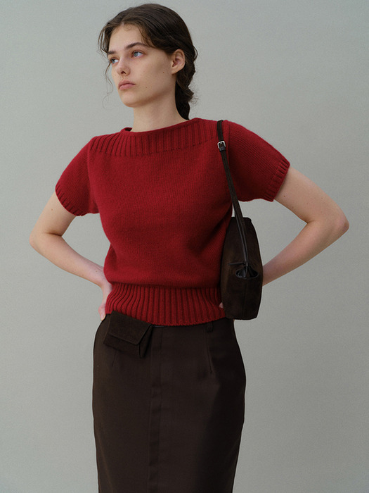 boat-neck half knit (deep red)