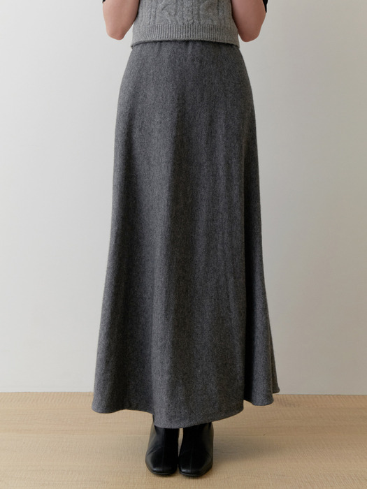 Ooze knit flare skirt (gray)