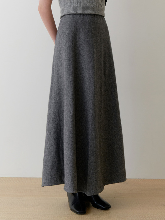 Ooze knit flare skirt (gray)